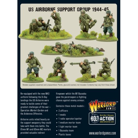Bolt Action - US Airborne Support group (1944-45) (HQ, Mortar & MMG)