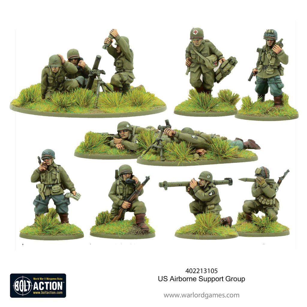Bolt Action US Airborne Support group (194445) (HQ, Mortar & MMG