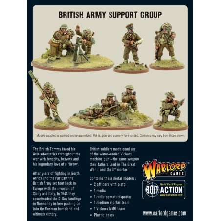 Bolt Action - British Army Support Group (HQ, Mortar & MMG)