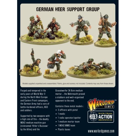 Bolt Action - German Heer Support Group (HQ, Mortar & MMG)