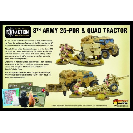 Bolt Action - 8th Army 25 Pounder Light Artillery, Quad & Limber