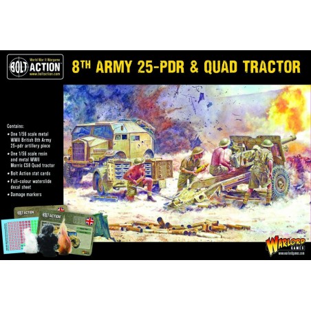 Bolt Action - 8th Army 25 Pounder Light Artillery, Quad & Limber