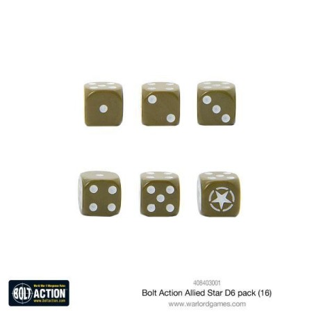 Bolt Action - Allied Star D6 Dice (16)