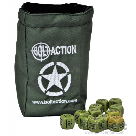 Bolt Action Allied Star Dice Bag & Order Dice (Green)