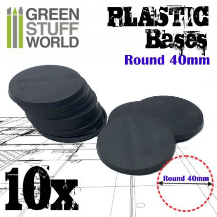 Socle: Rond 40mm Noir x 10 - HOBBY MAX