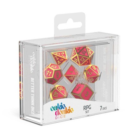 Oakie Doakie Dice Dés RPG Set Metal Glow in the Dark Golden Princess x7