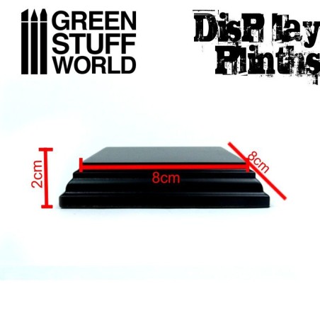 GSW: Socle Carré Ouvragé Plat 8x8cm Noir