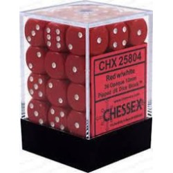 Dés: Set de 36 Dés 6 Opaque Rouge Chessex