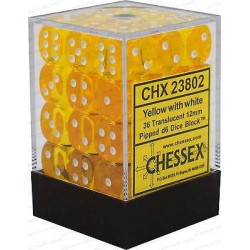 Dés: Set de 36 Dés 6 Transparent Jaune Chessex