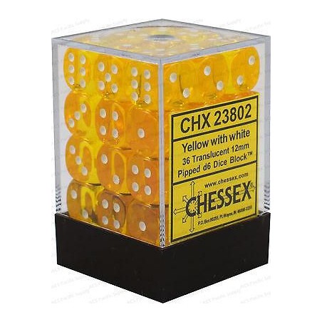Dés: Set de 36 Dés 6 Transparent Jaune Chessex