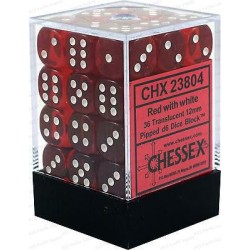 Dés: Set de 36 Dés 6 Transparent Rouge Chessex