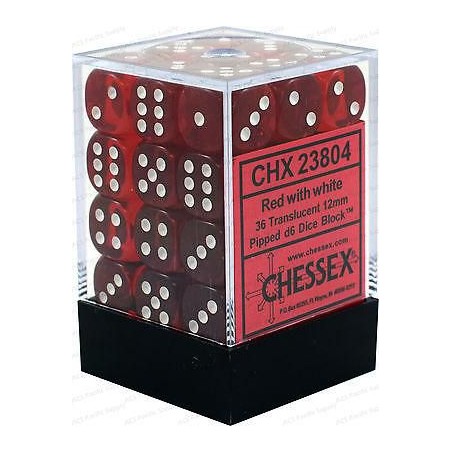 Dés: Set de 36 Dés 6 Transparent Rouge Chessex