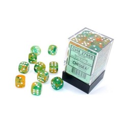Dés: Set de 36 Dés 6 Transparent  Glitter Nebula Spring Chessex