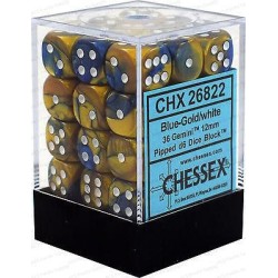 Dés: Set de 36 Dés 6 Gemini Bleu et Doré Chessex