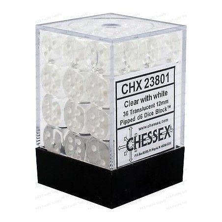 Dés: Set de 36 Dés 6 Transparent Chessex