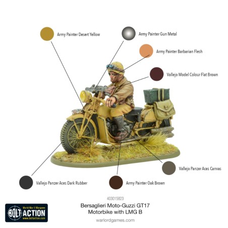 Bolt Action: Bersaglieri Moto-Guzzi GT17 MotorBike with LMG B