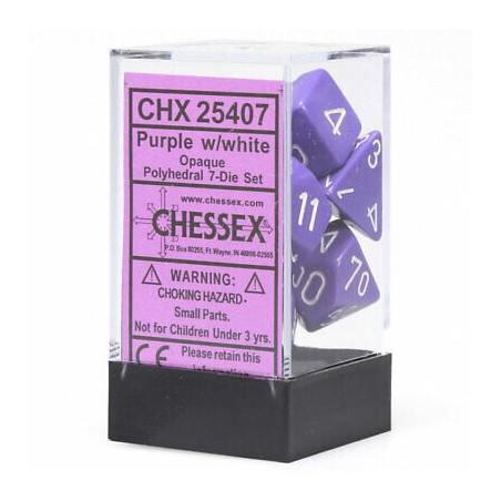 Dés: Assortiments de Dés JDR Opaque Violet/Blanc