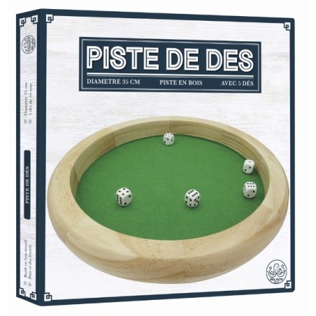 Piste de Dés en Bois 35cm et 5 Dés