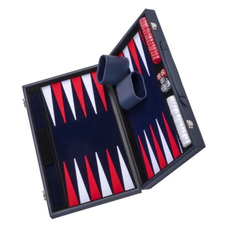 Jeux de Société: Backgammon Cuir Vegan Bleu (38cm)