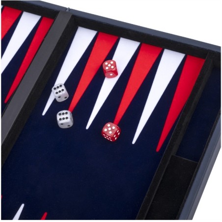 Jeux de Société: Backgammon Cuir Vegan Bleu (38cm)