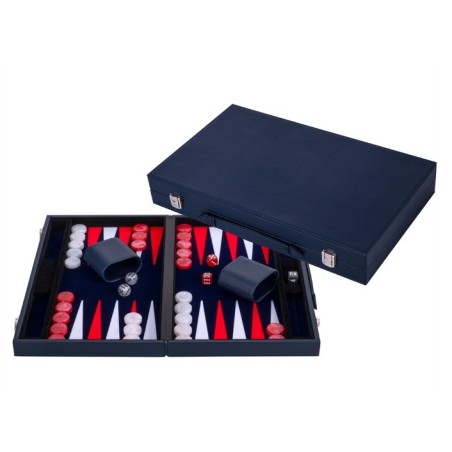 Jeux de Société: Backgammon Cuir Vegan Bleu (38cm)